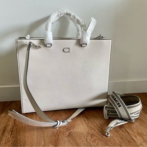 Coach Tote 40 With Signature Canvas Detail - Color: Chalk BRAND NEW